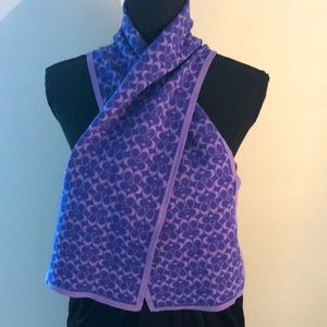 Coach purple CC monogrammed knit winter scarf in like new condition with box